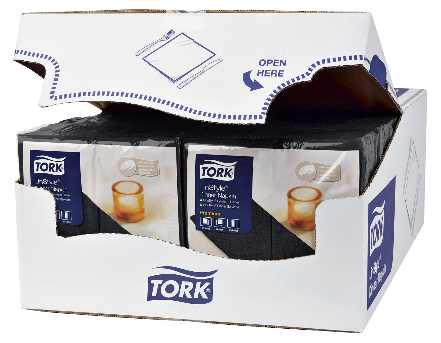 Dinerservet Tork LinStyle 33x33cm zwart 50 stuks