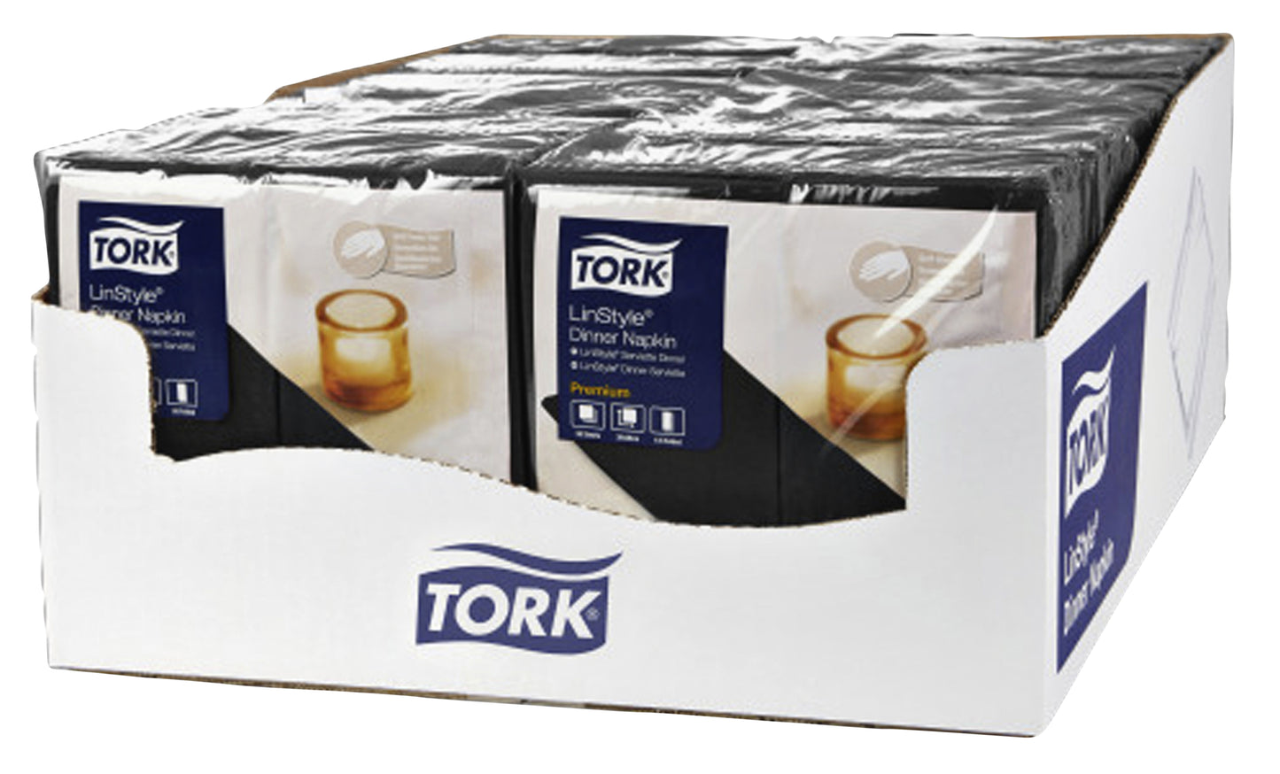 Dinerservet Tork LinStyle 33x33cm zwart 50 stuks - 2