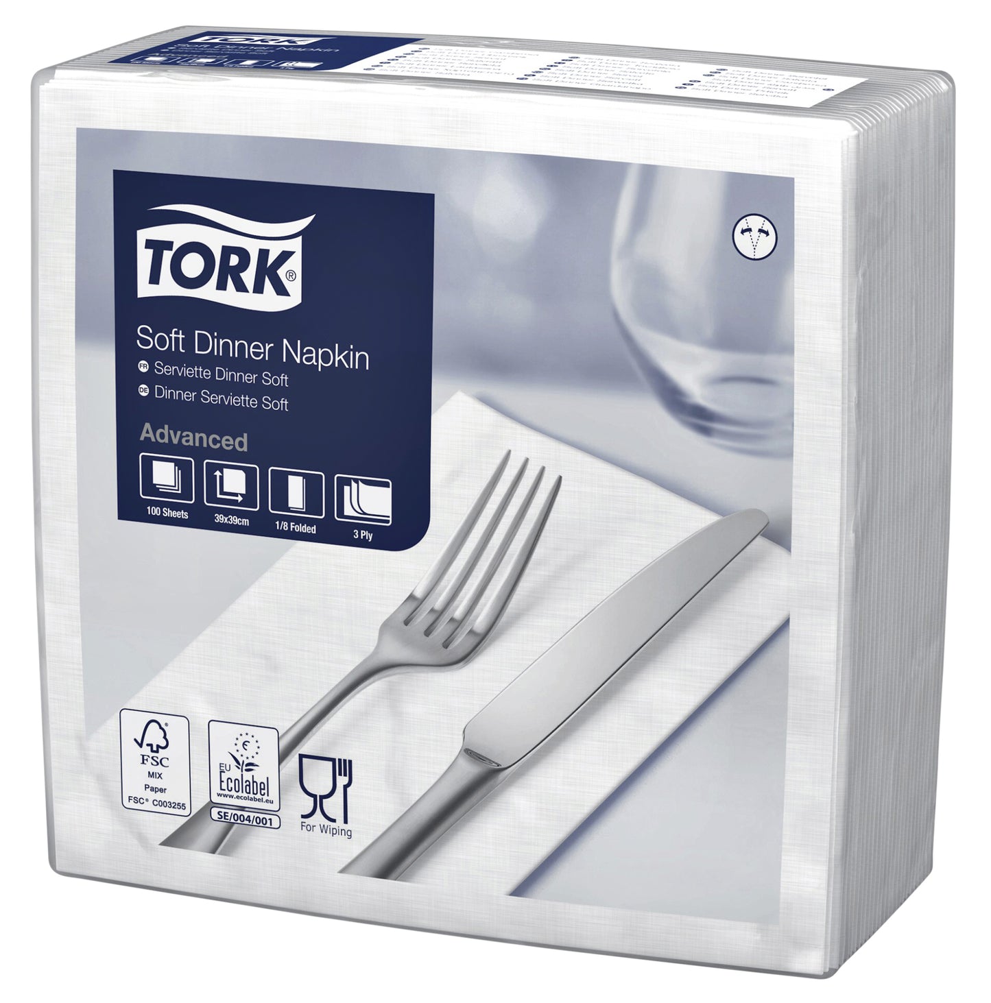 Dinerservet Tork 39x39cm, wit, 100 stuks