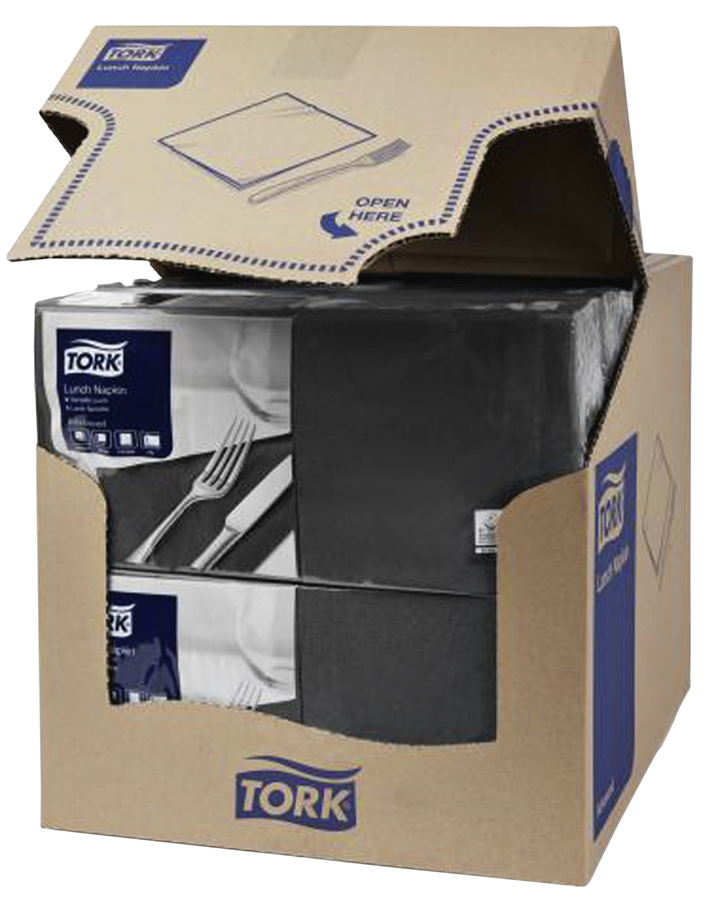 Zwart Tork papieren servet 33x33cm, 200 stuks, 2-laags