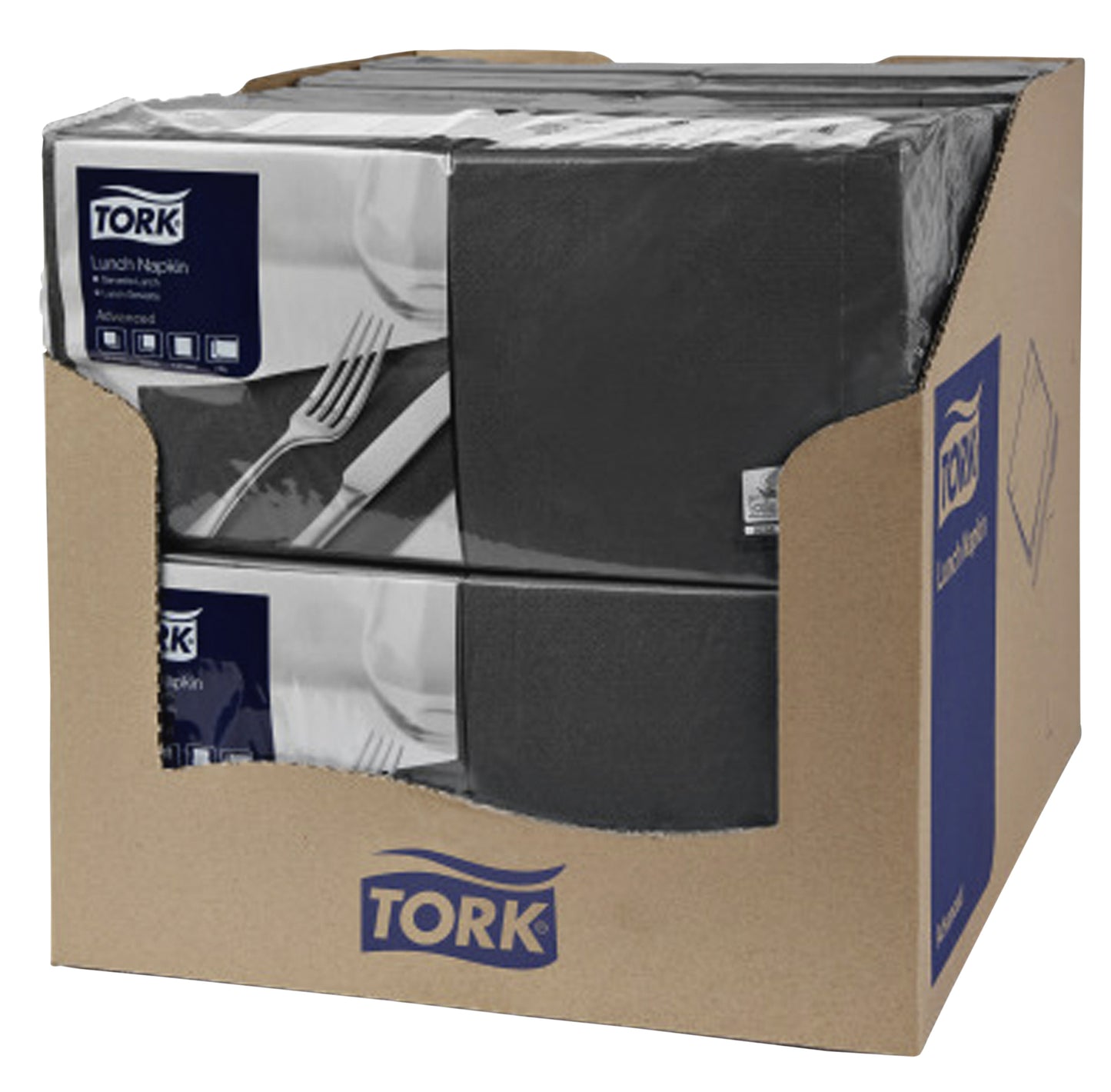Zwart Tork papieren servet 33x33cm, 200 stuks, 2-laags - 2