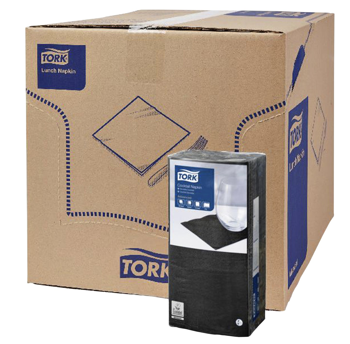 Zwarte cocktailservet Tork 24x24cm 200 stuks