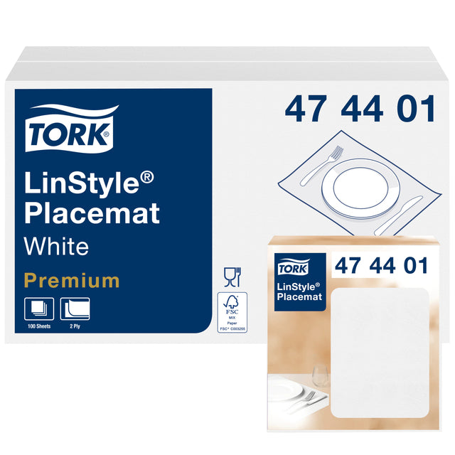 Placemat Tork LinStyle® 39x30cm wit, 100 stuks