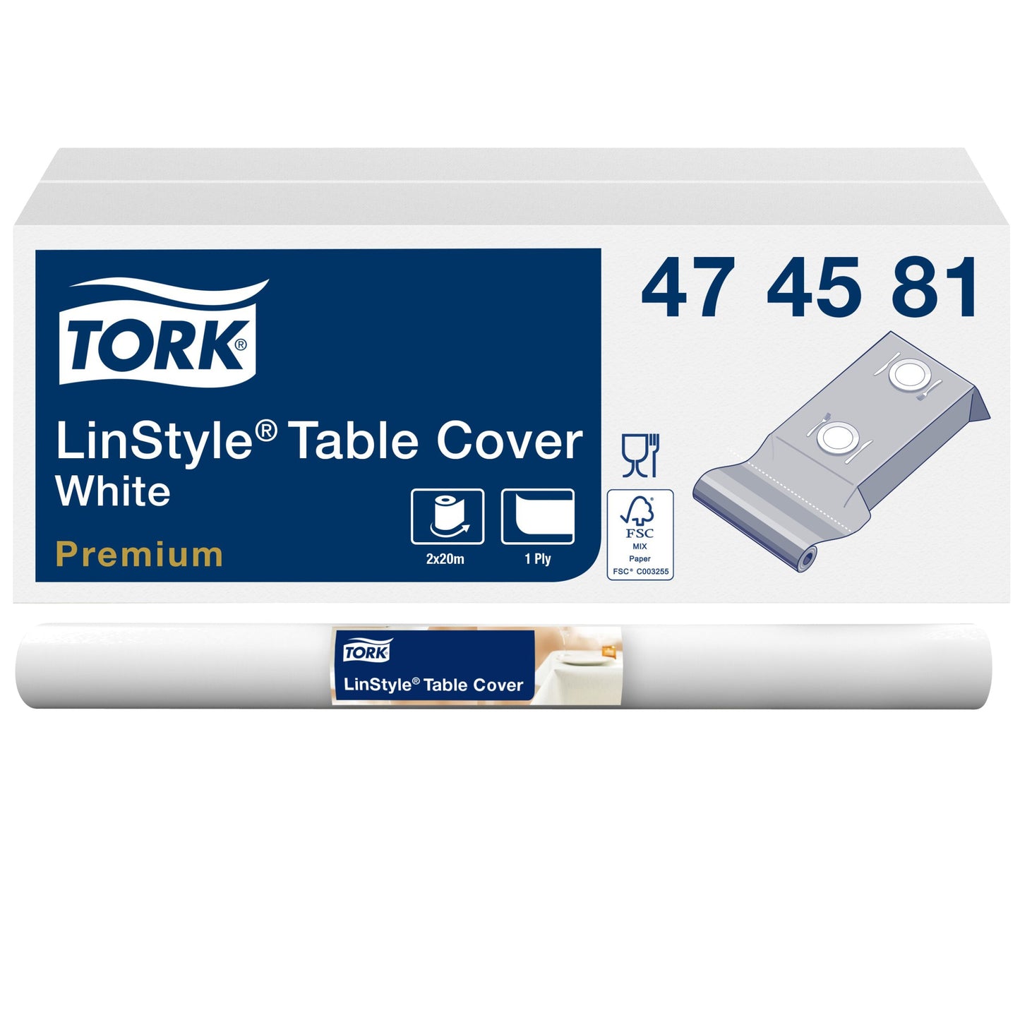 Tafelloper Tork LinStyle® 20m x 120cm wit