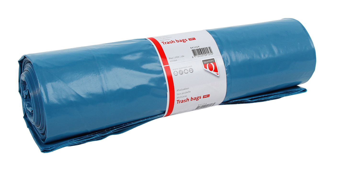LDPE Afvalzak Quantore 240L Blauw 10 stuks