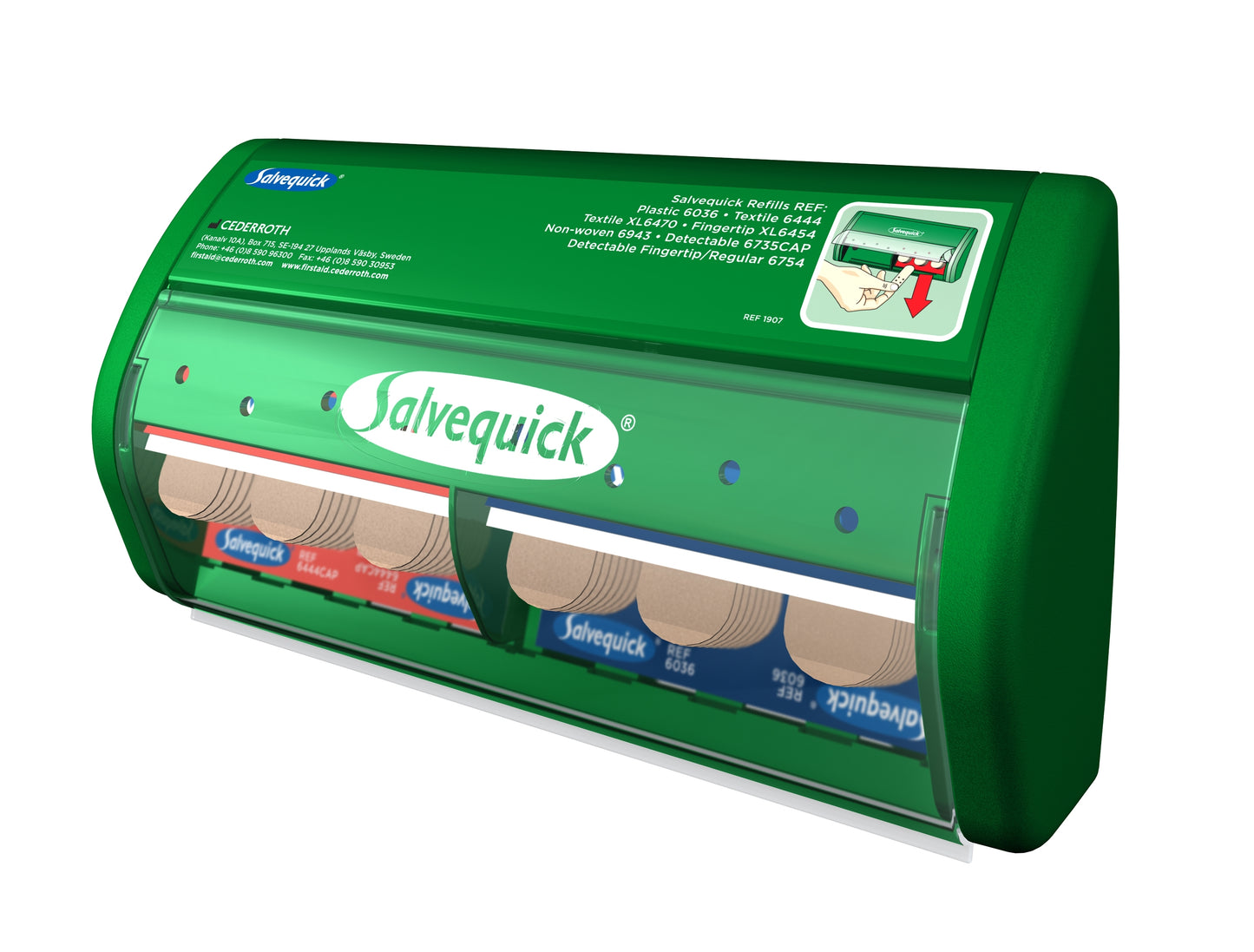 Pleisterdispenser Salvequick met 85 pleisters, 40 textiel en 45 kunststof