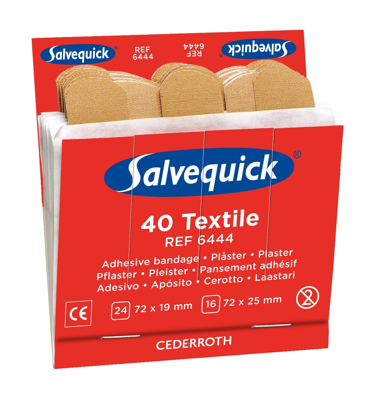 Salvequick textiele navulling 6 kaarten met luchtdoorlatende pleisters