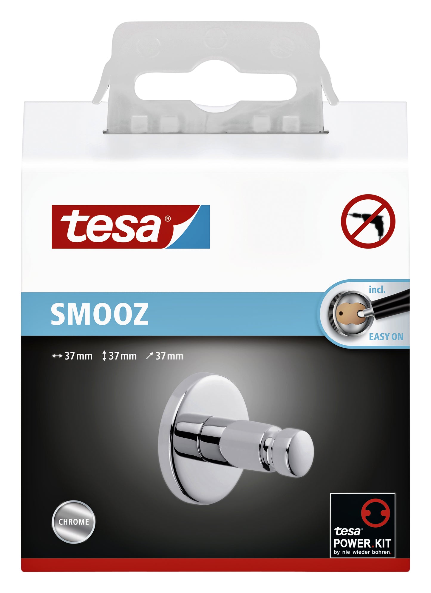 Zelfklevende handdoekhaak tesa Smooz, hoogglans chroom - 2