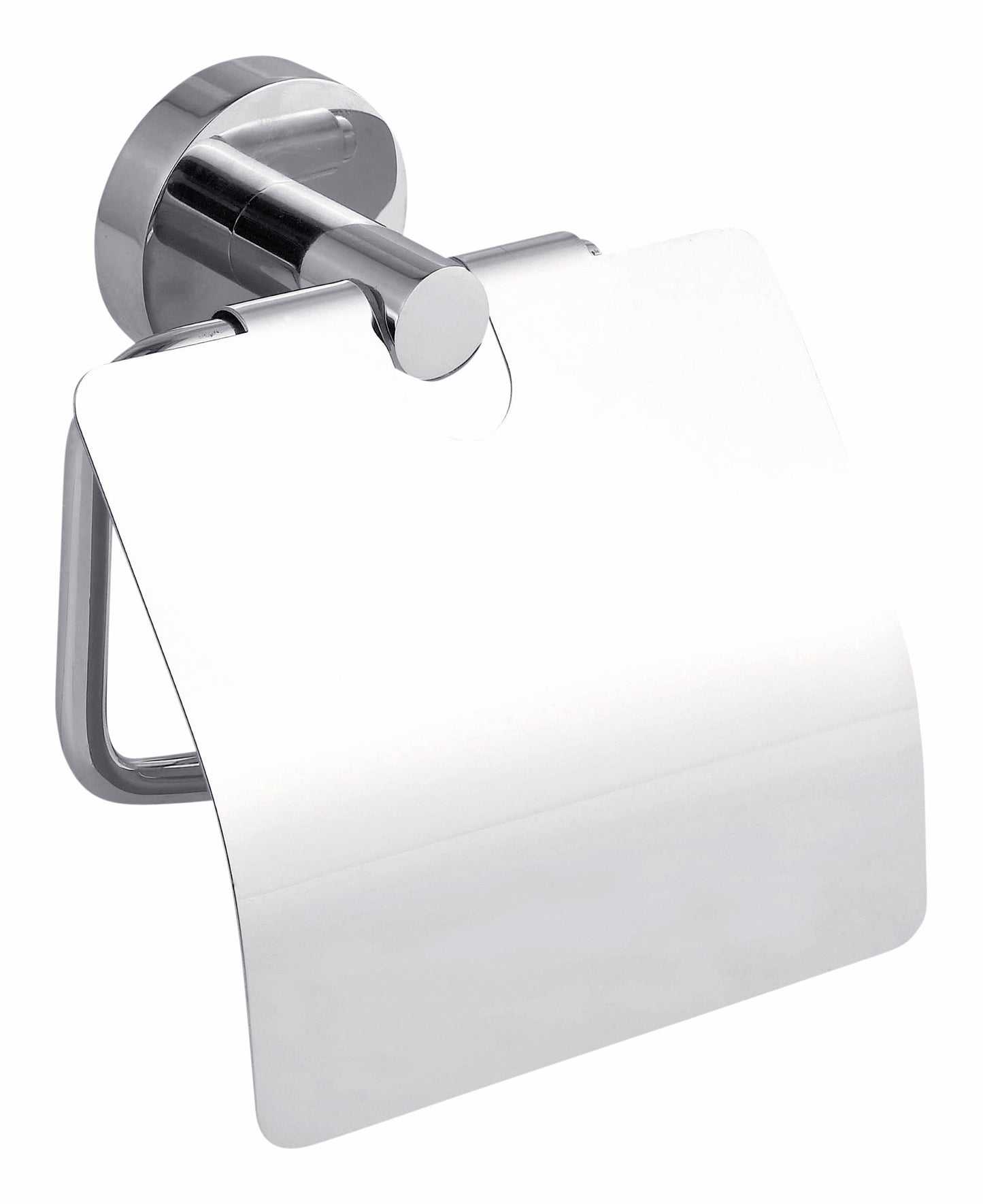 Toiletrolhouder met deksel tesa Smooz verchroomd rond design