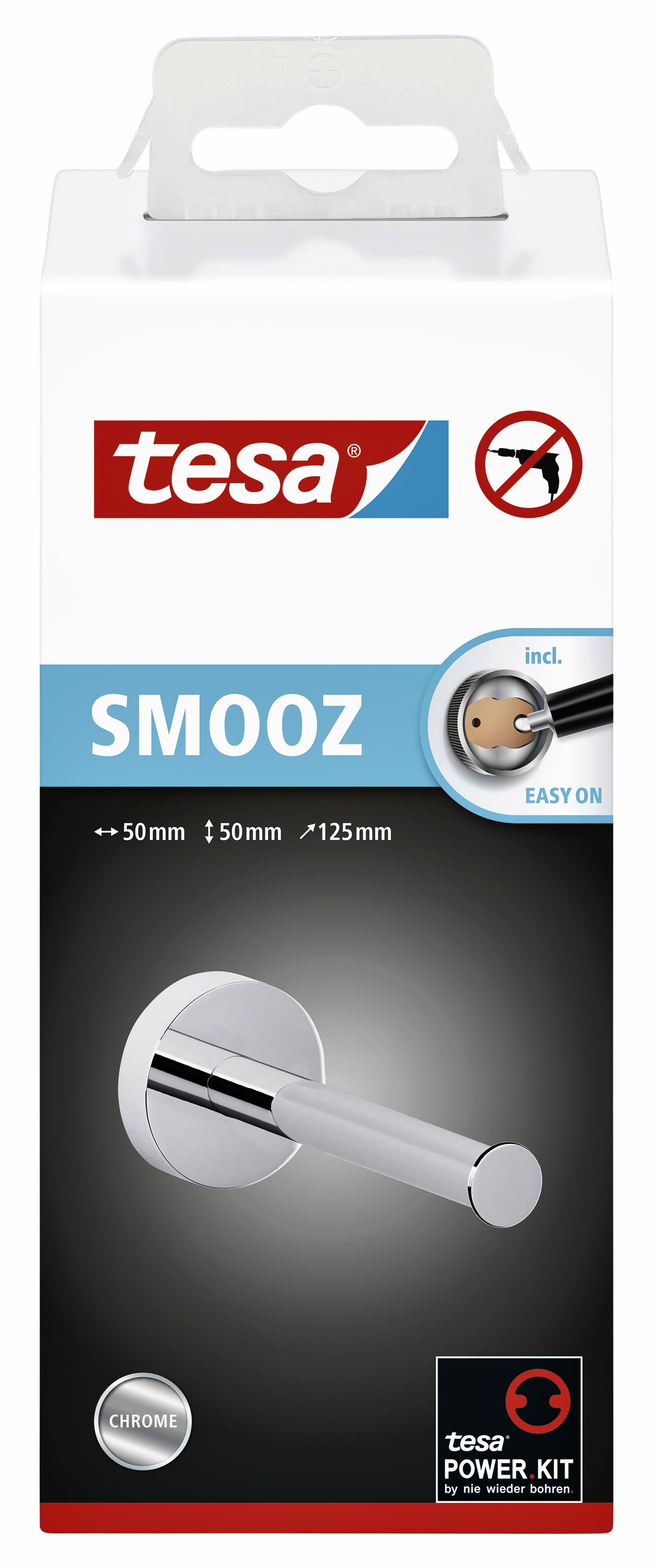 Reserverolhouder tesa Smooz zelfklevend verchroomd metaal - 2