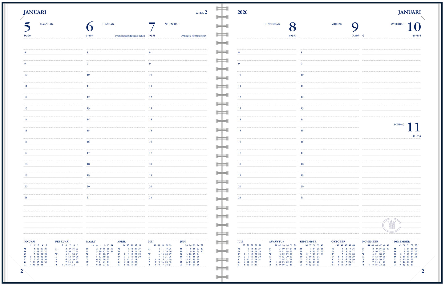Agenda 2025 Ryam Weekplan Wire-o Zwart - 2