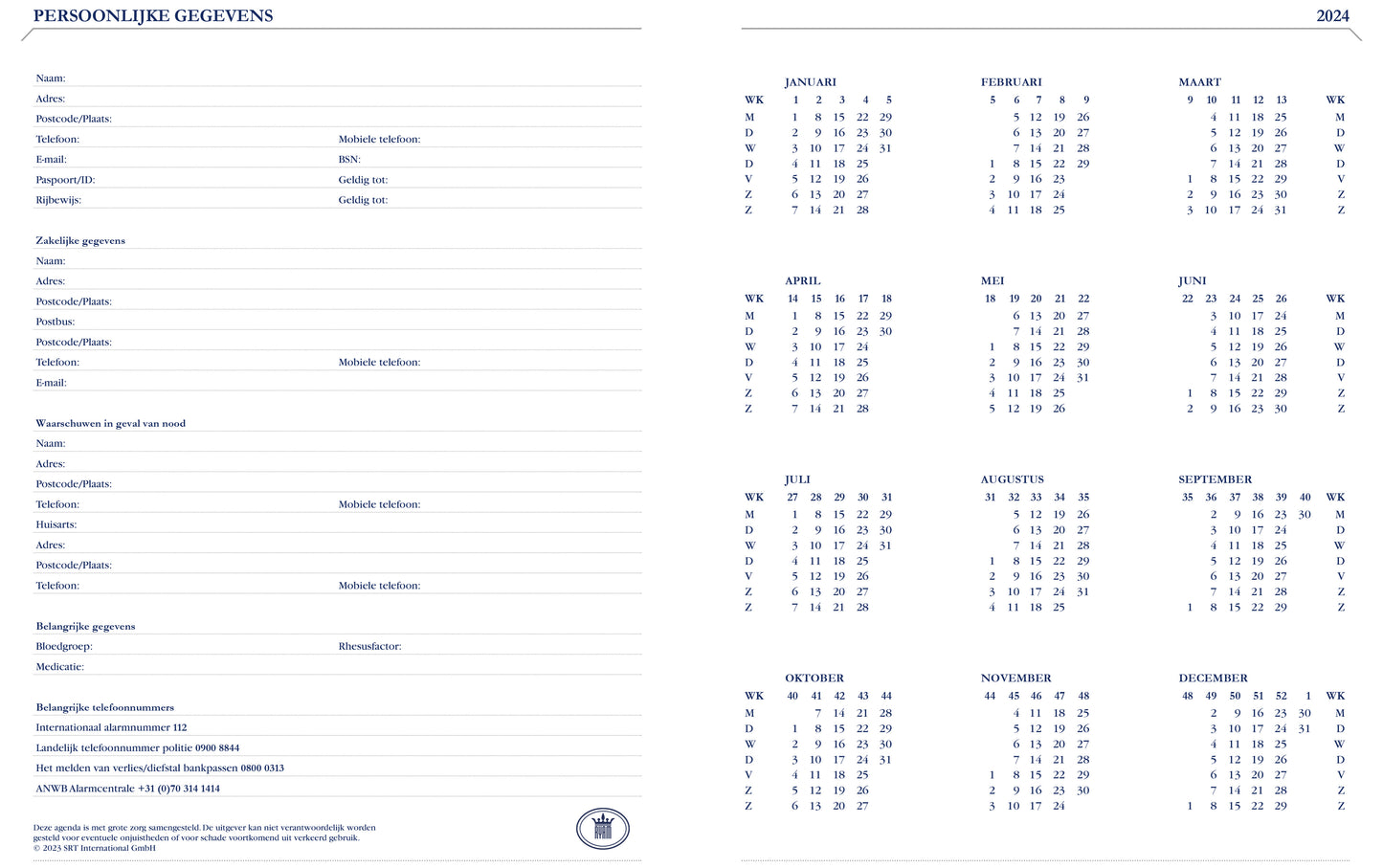 Ryam Weekplan Mundior agenda 2025, 7 dagen per pagina, zwart - 2