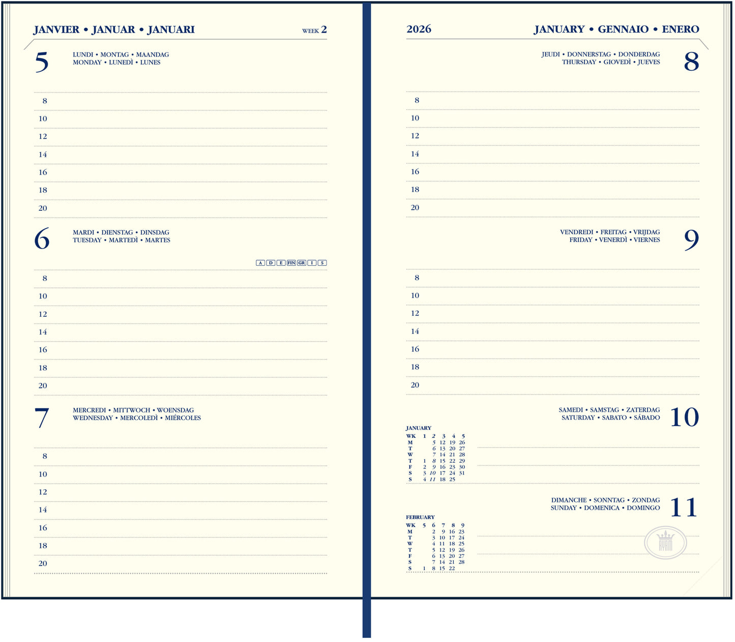 Agenda 2025 Ryam Memoplan 7 Nappa 7d/2p Assortie - 2