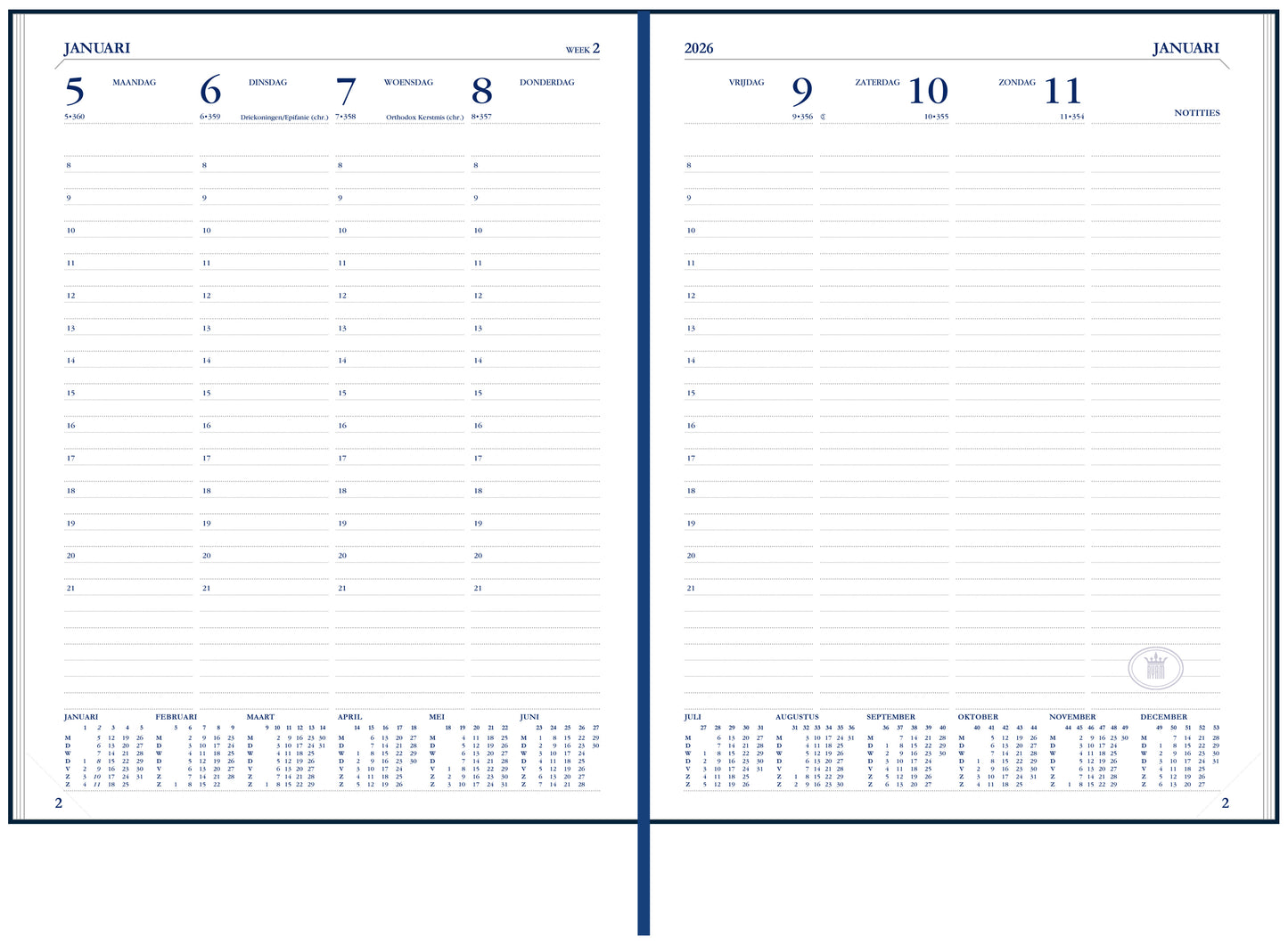 Ryam Weekend Desk Agenda Lazio 2024 7d/2p Assorti Linnen Kaft - 5