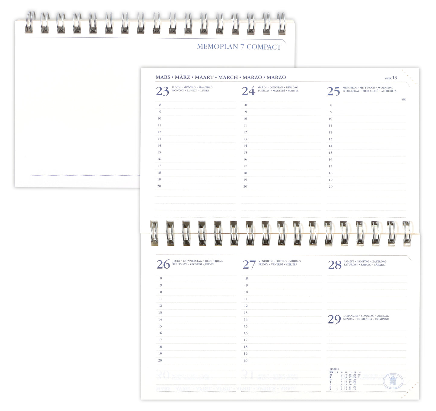 Agendaboek Ryam Memoplan 7 Compact Liggend 7D/2P – 08.00-20.00 uur - 3