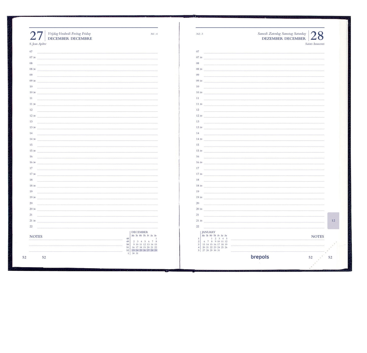 Agenda 2025 Brepols Saturnus Luxe 1d/1p met kunstlederen omslag - 2
