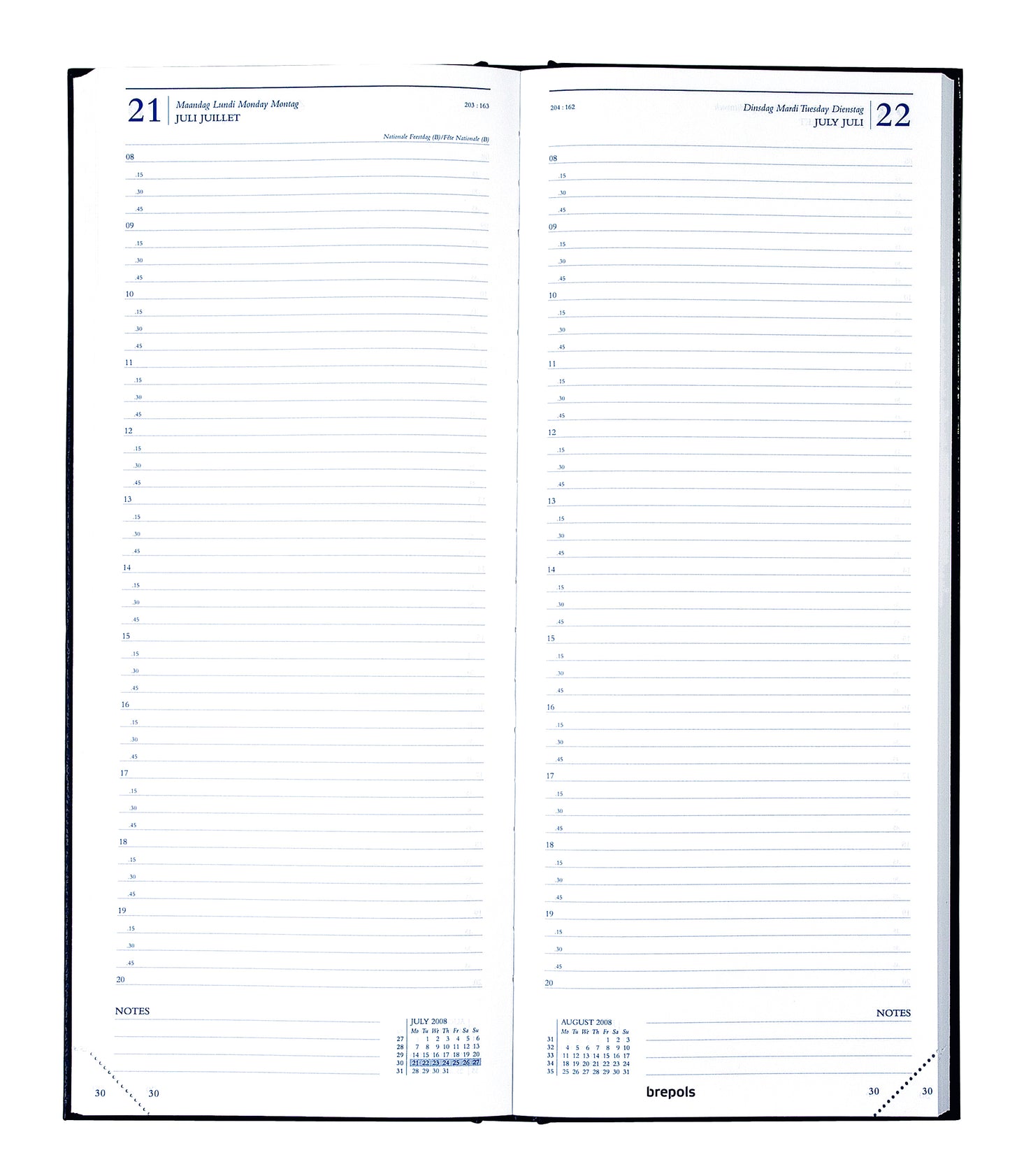 Agenda 2025 Brepols Saturnus Lima 1 dag/1 pagina Blauw - 2