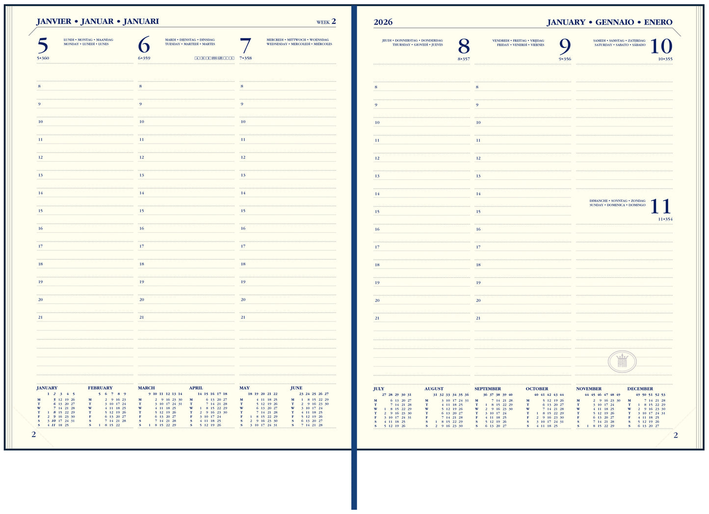 Ryam Executive Agenda 2025 7d/2b Bordeaux met 14-maands kalender - 2