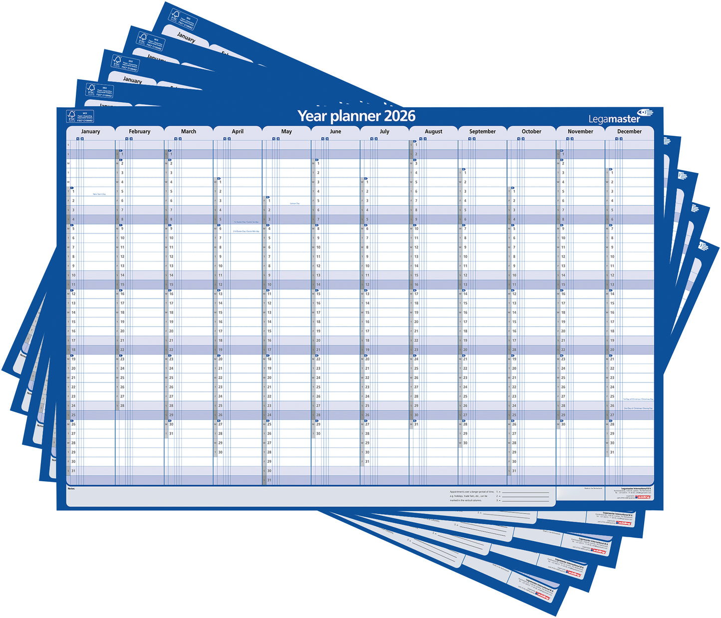 Jaarplanner 2025 LM 90x60cm horizontaal met Prioriteiten