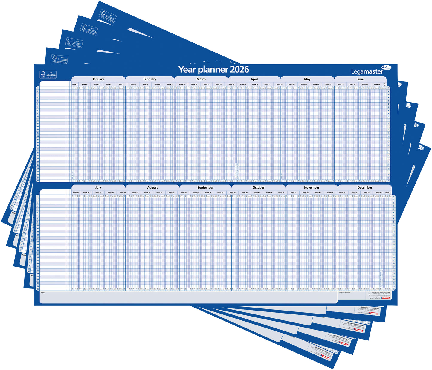 Projectplanner 2025 LM 90x60cm gelamineerd en ophangbaar