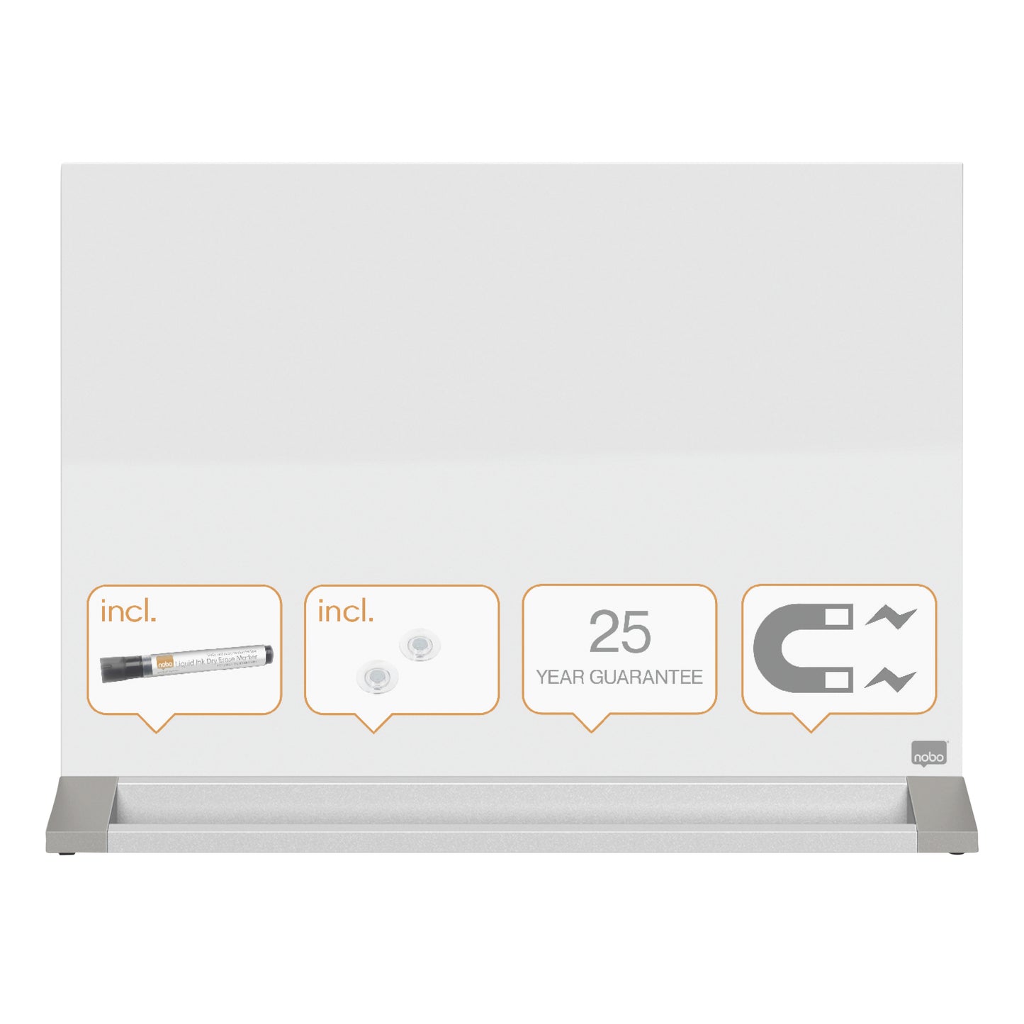 Nobo Diamond Desktop Magnetisch Glazen Whiteboard 547x432mm - 2