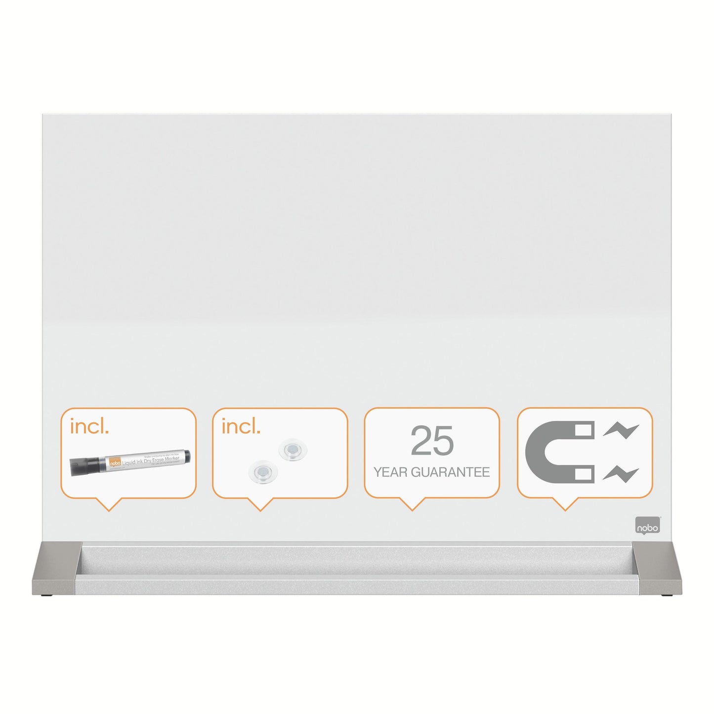 Nobo Diamond Desktop Magnetisch Glazen Whiteboard 547x432mm - 5