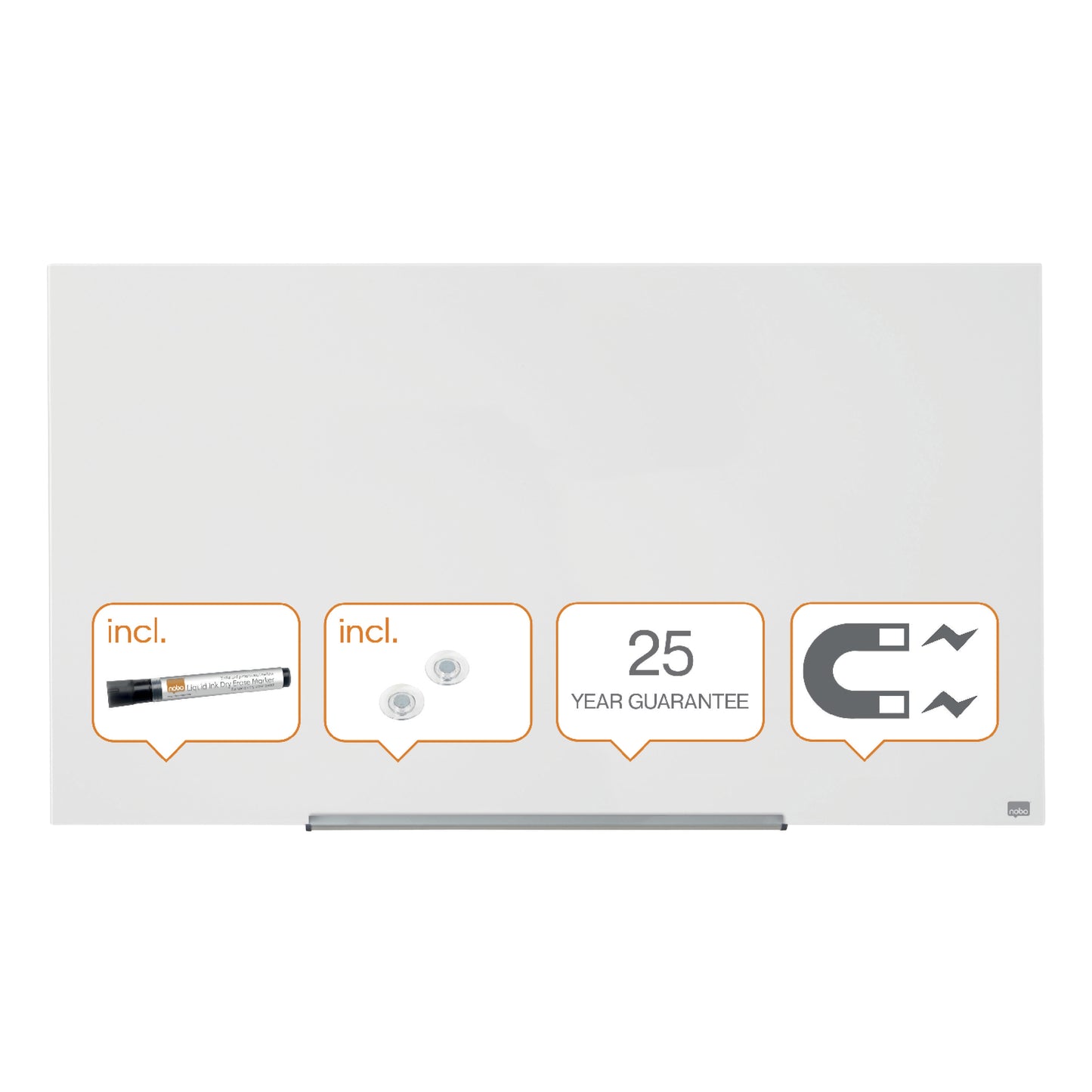 Nobo Glasbord Impression Pro 1260x711mm Wit - Magnetisch en Bestand tegen Vlekken