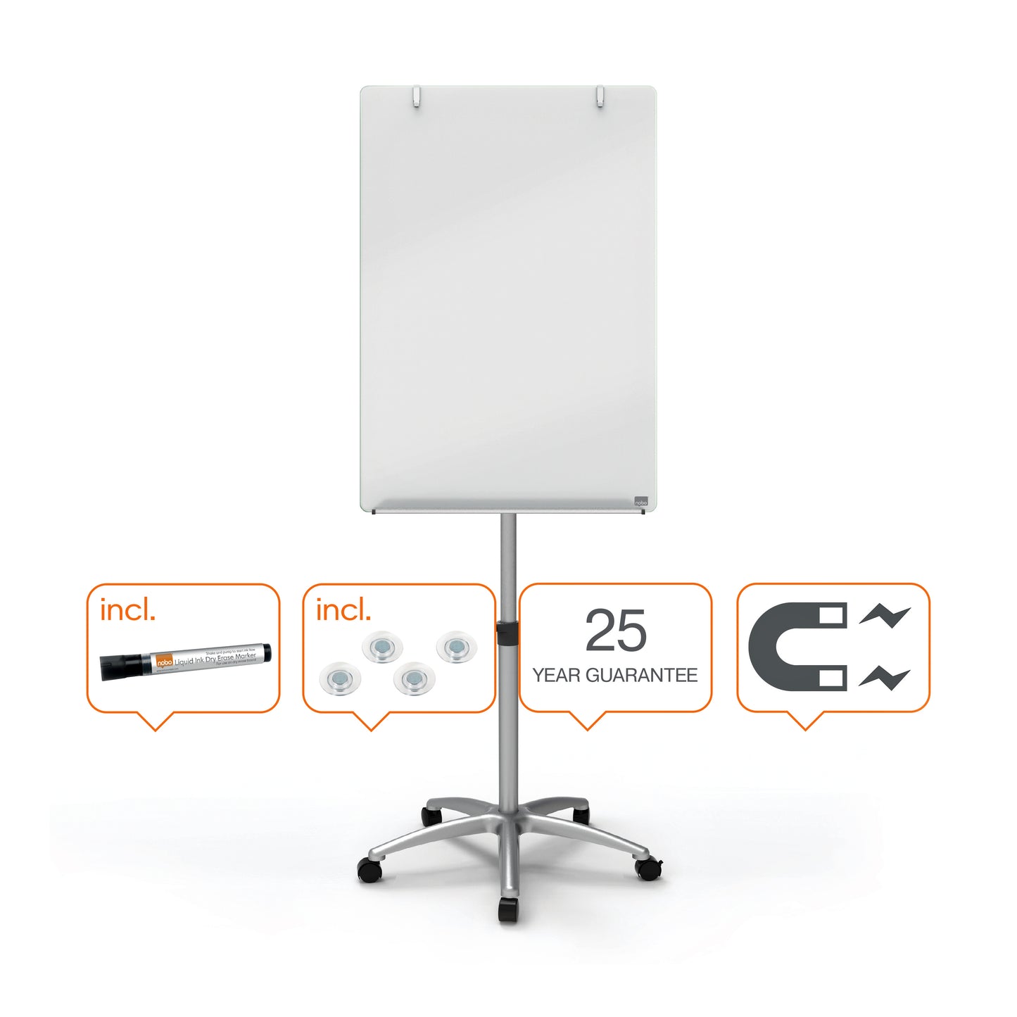 Mobiele Flipover Nobo Diamond Glass 70x100cm