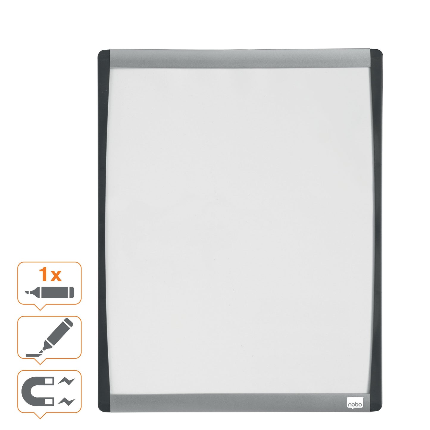 Whiteboard Nobo Gewelf 35,5x28cm Zwart/Zilver - 4