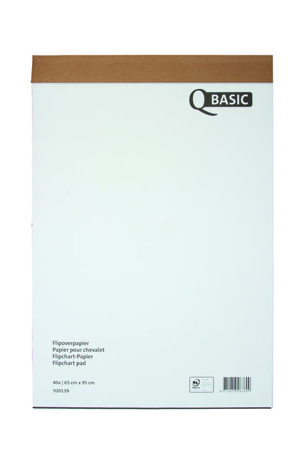 Flipoverpapier Qbasic 65x95cm blanco en ruit, 3x40 vellen, micro-uitscheurperforatie