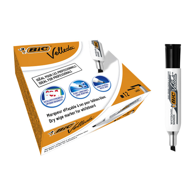 Viltstift Bic 1781 Whiteboard schuin L zwart - 2