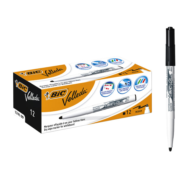 Viltstift Bic 1741 Whiteboard rond M zwart - 2