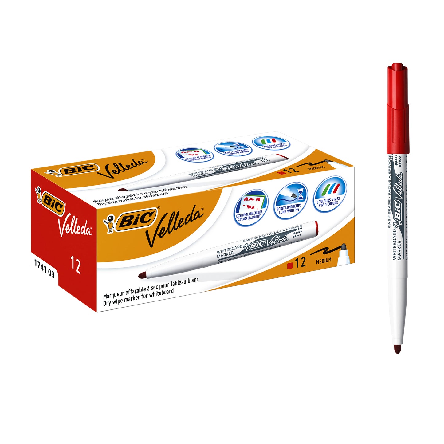 Bic 1741 Whiteboard Marker rond M Rood