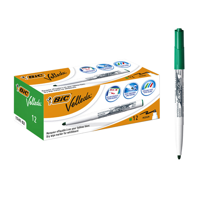 Viltstift Bic 1741 Whiteboard rond M groen - 2