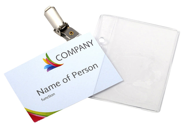 Badge Europel met strip en clip 90x60mm, transparant - 2
