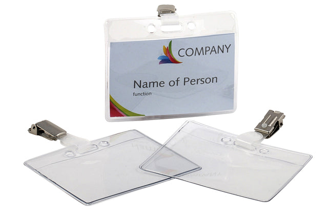 Badge Europel met strip en clip 90x60mm, transparant - 3