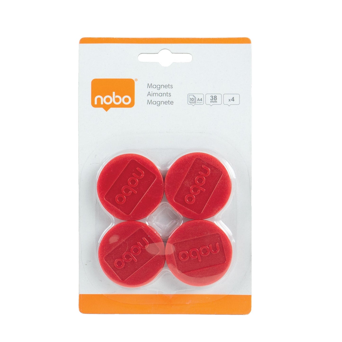Nobo Magneet Ø38mm Rood, Blister 4 Stuks - 2