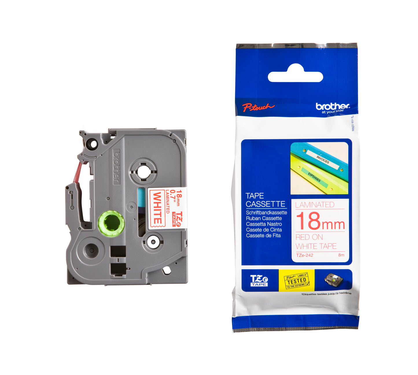 Brother TZE-242 Gelamineerde Labeltape 18mm Wit/Rood - 3