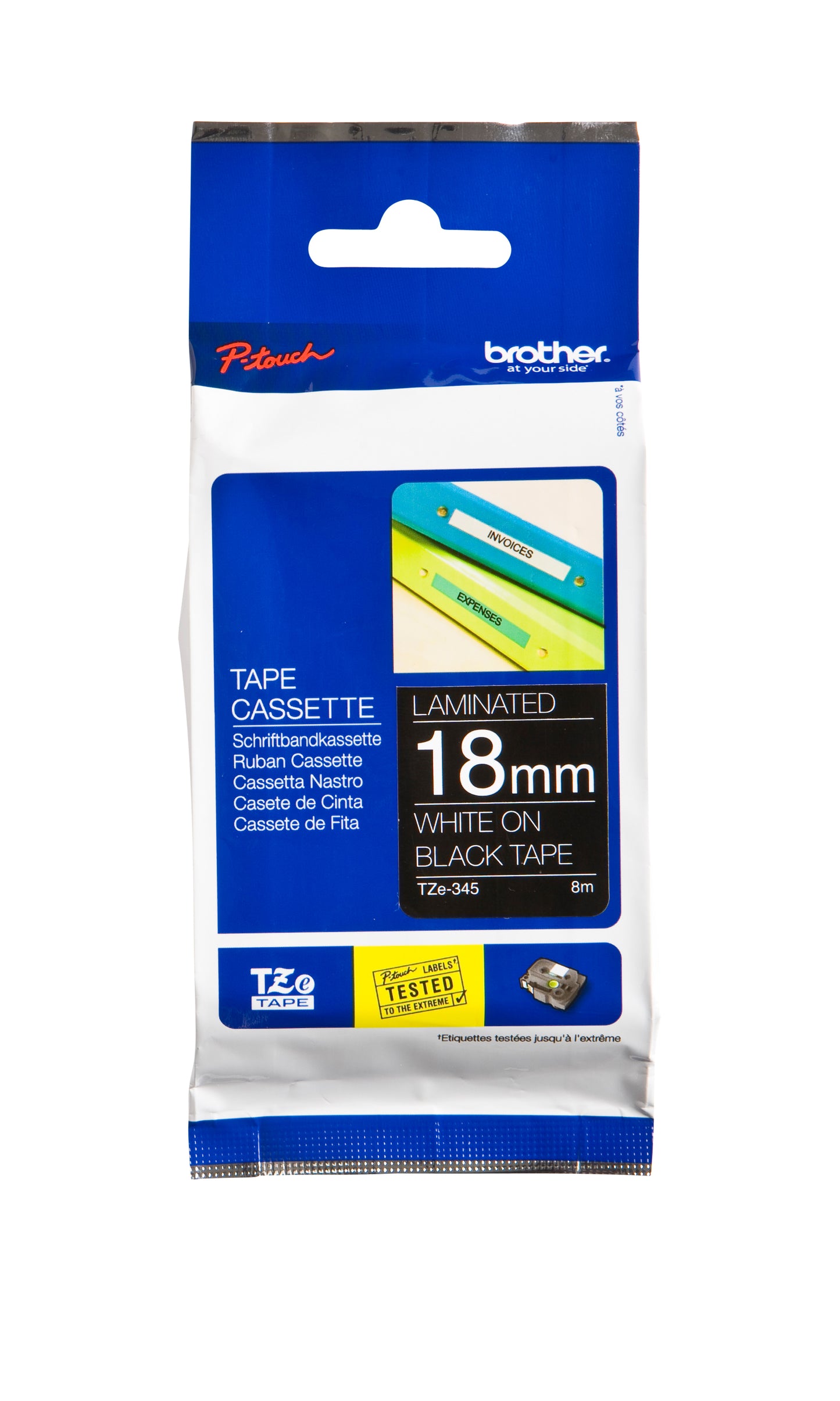 Labeltape Brother TZE-345 18mmx8m zwart/wit