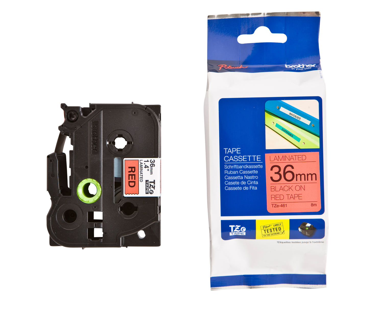 Brother TZE-461 Labeltape 36mm Rood/Zwart, 8m - 3