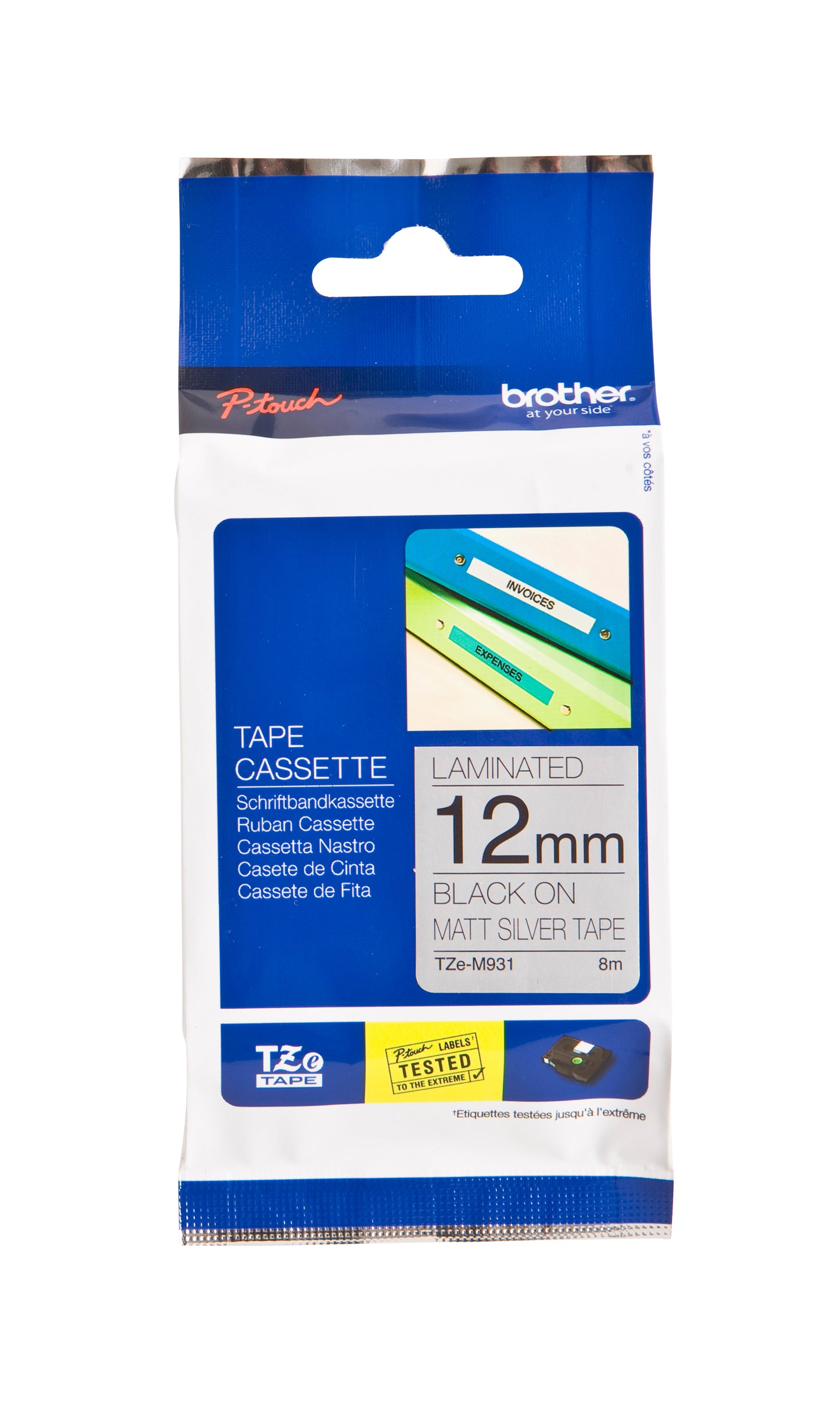 Brother TZE-M931 Labeltape 12mm Metallic/Zwart, 8m