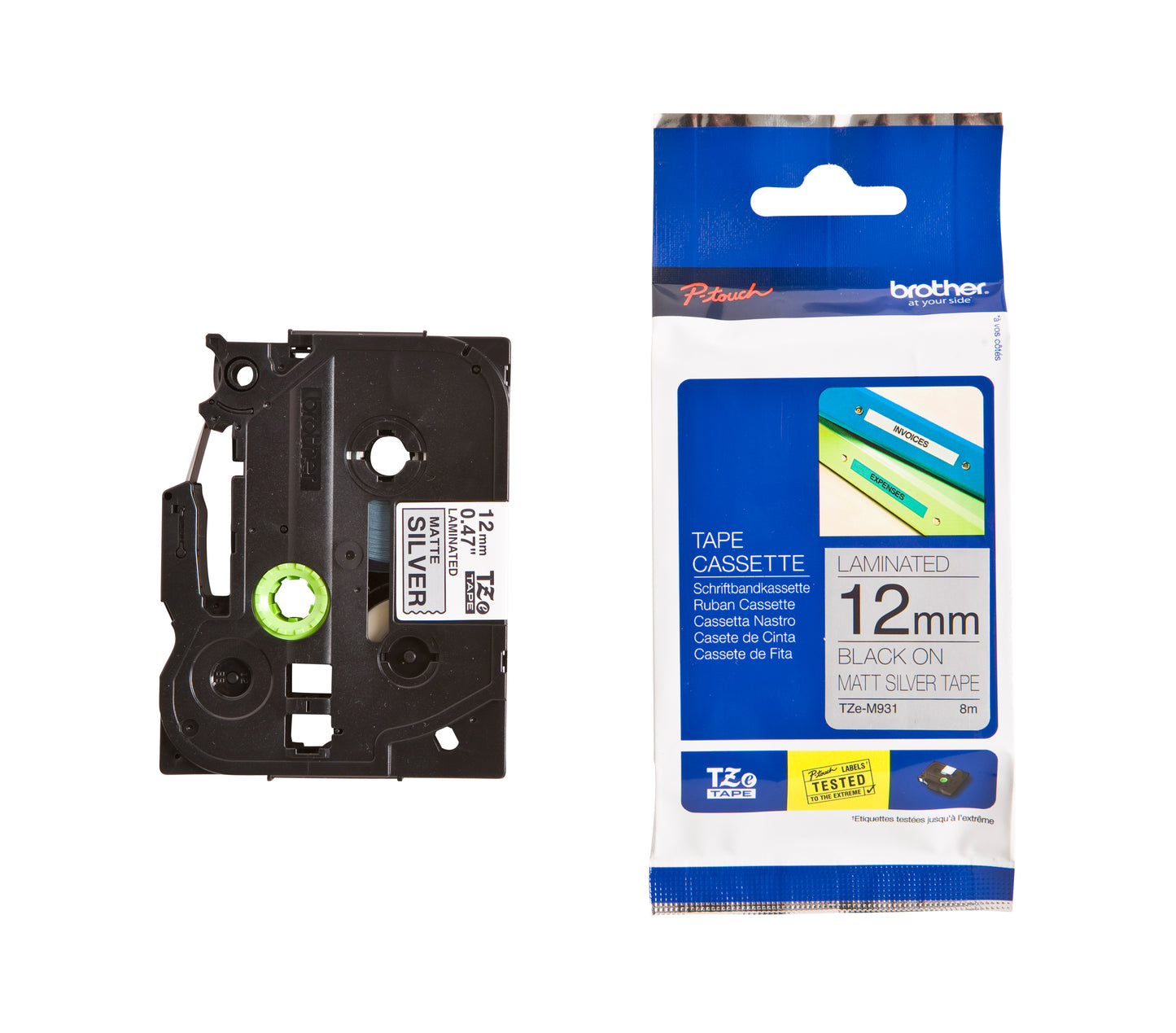 Brother TZE-M931 Labeltape 12mm Metallic/Zwart, 8m - 3
