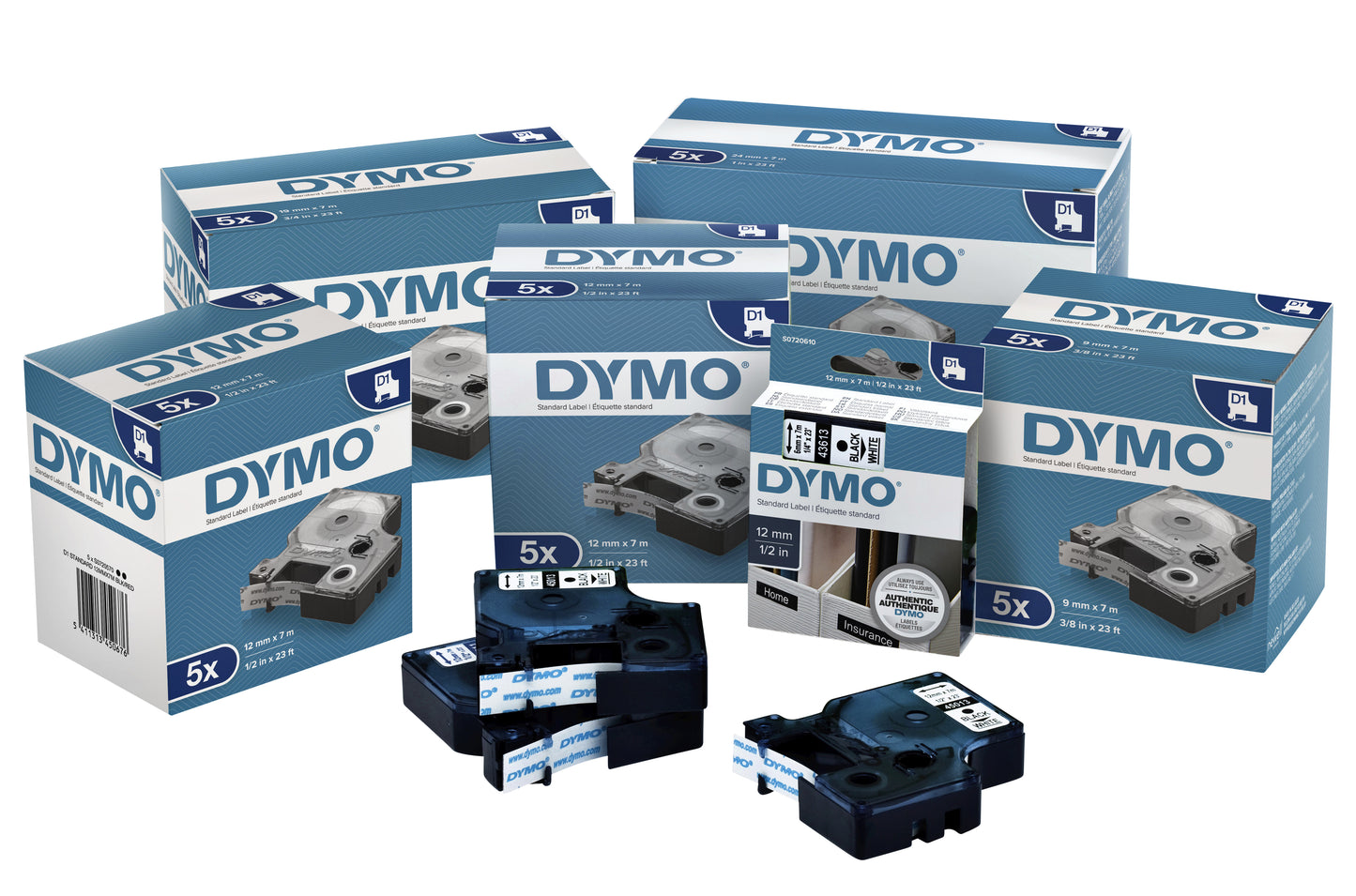 Dymo LabelManager D1 Polyester Labeltape 12mm Wit/Zwart