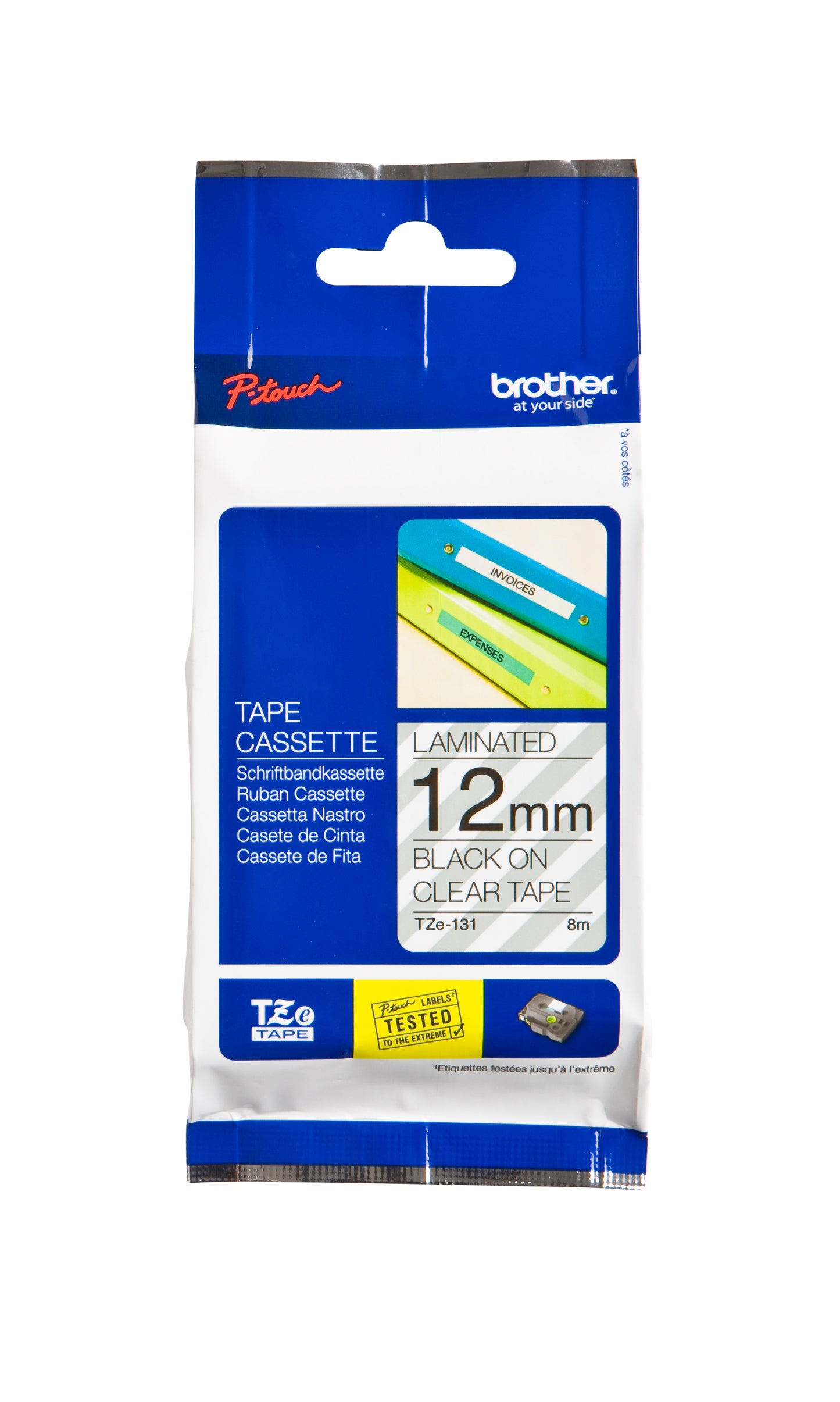 Labeltape Brother TZE-131 12mmx8m transparant/zwart