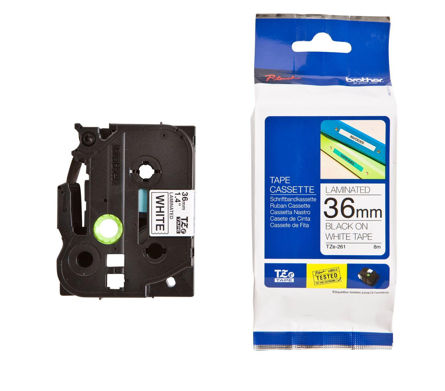 Brother TZE-261 Labeltape 36mm Wit/Zwart, 8m - 3