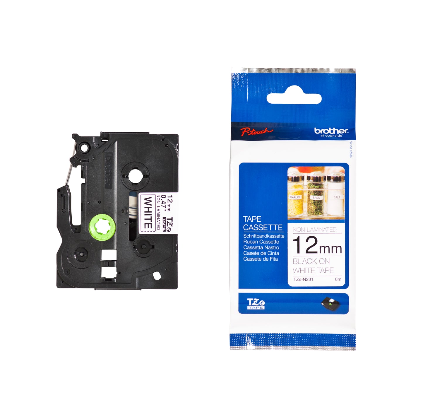 Brother TZe-N231 12mmx8m Wit/Zwarte Tekst Labeltape - 3