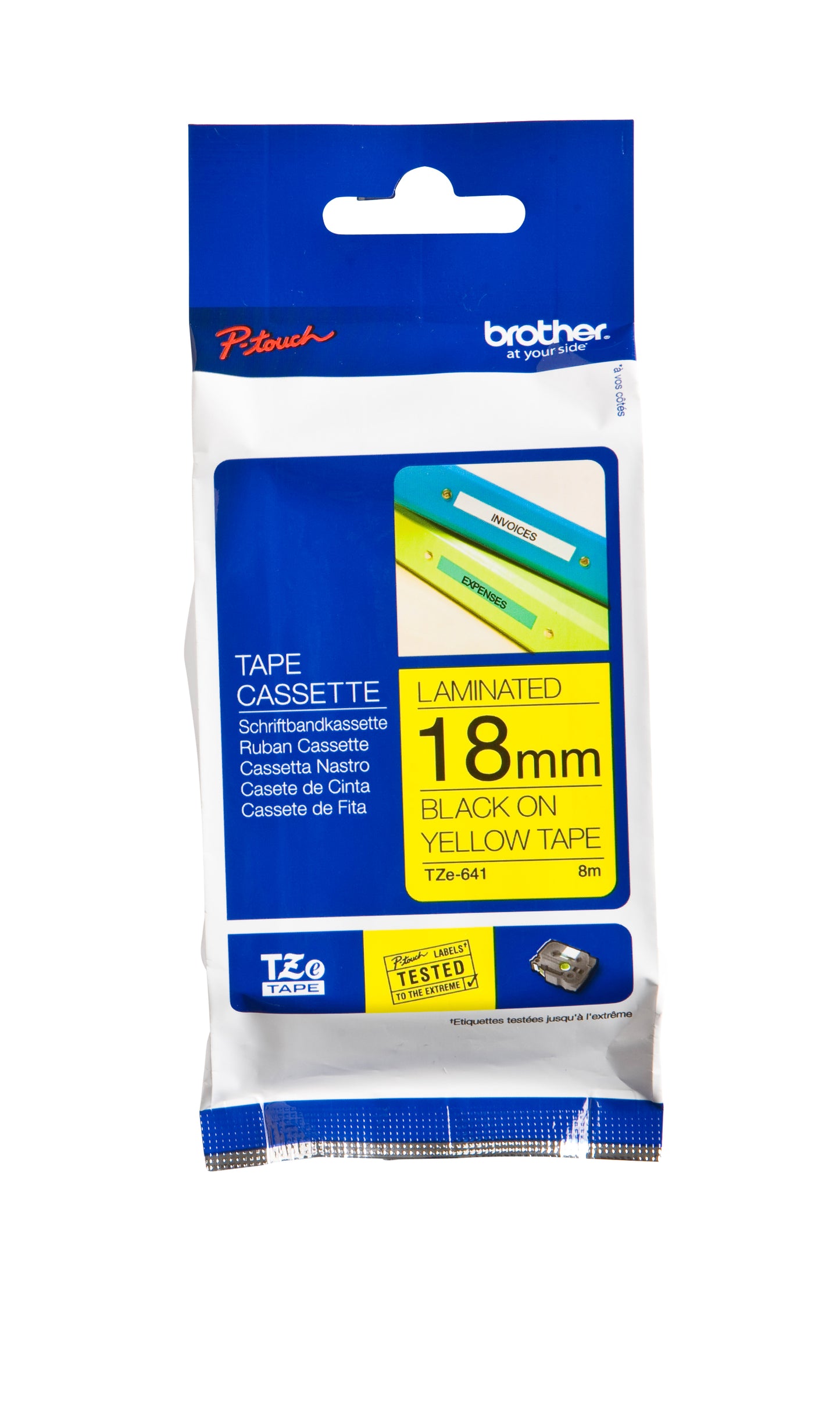 Brother TZE-641 Gelamineerde Labeltape 18mm Geel/Zwart