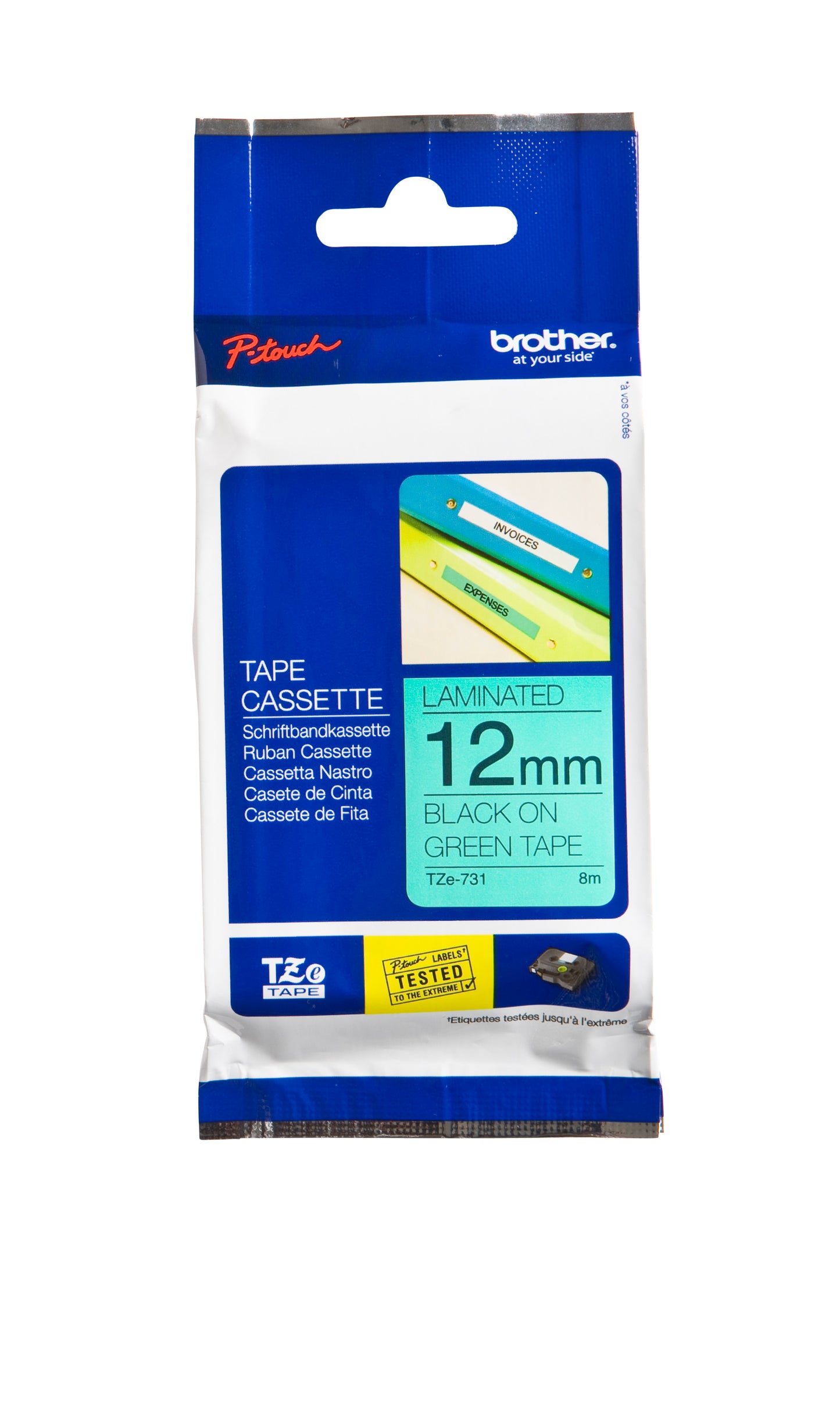 Brother TZE-731 Gelamineerde Labeltape 12mmx8m Groen/Zwart