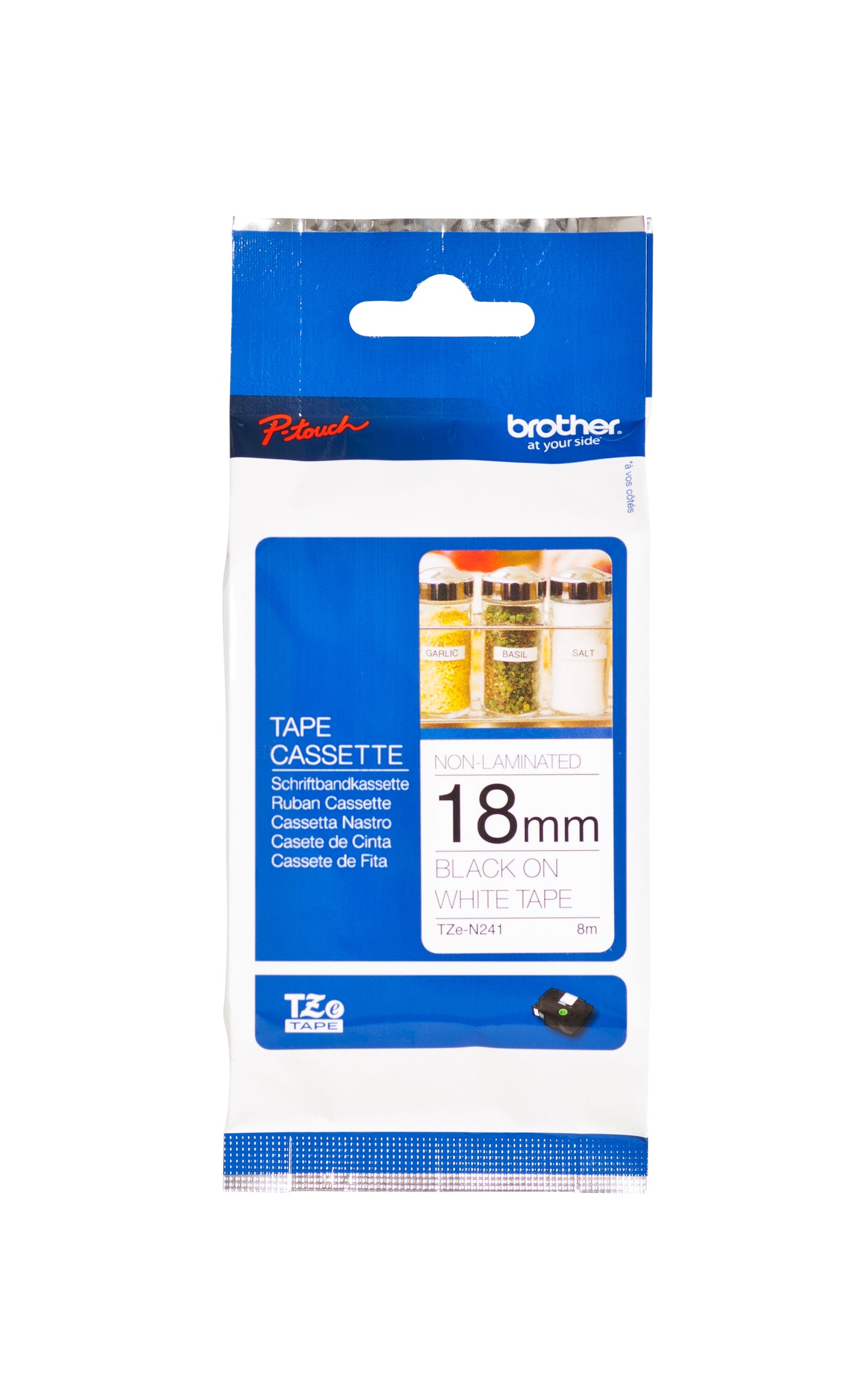 Brother TZE-N241 Niet-gelamineerde Labeltape 18mmx8m Wit/Zwart