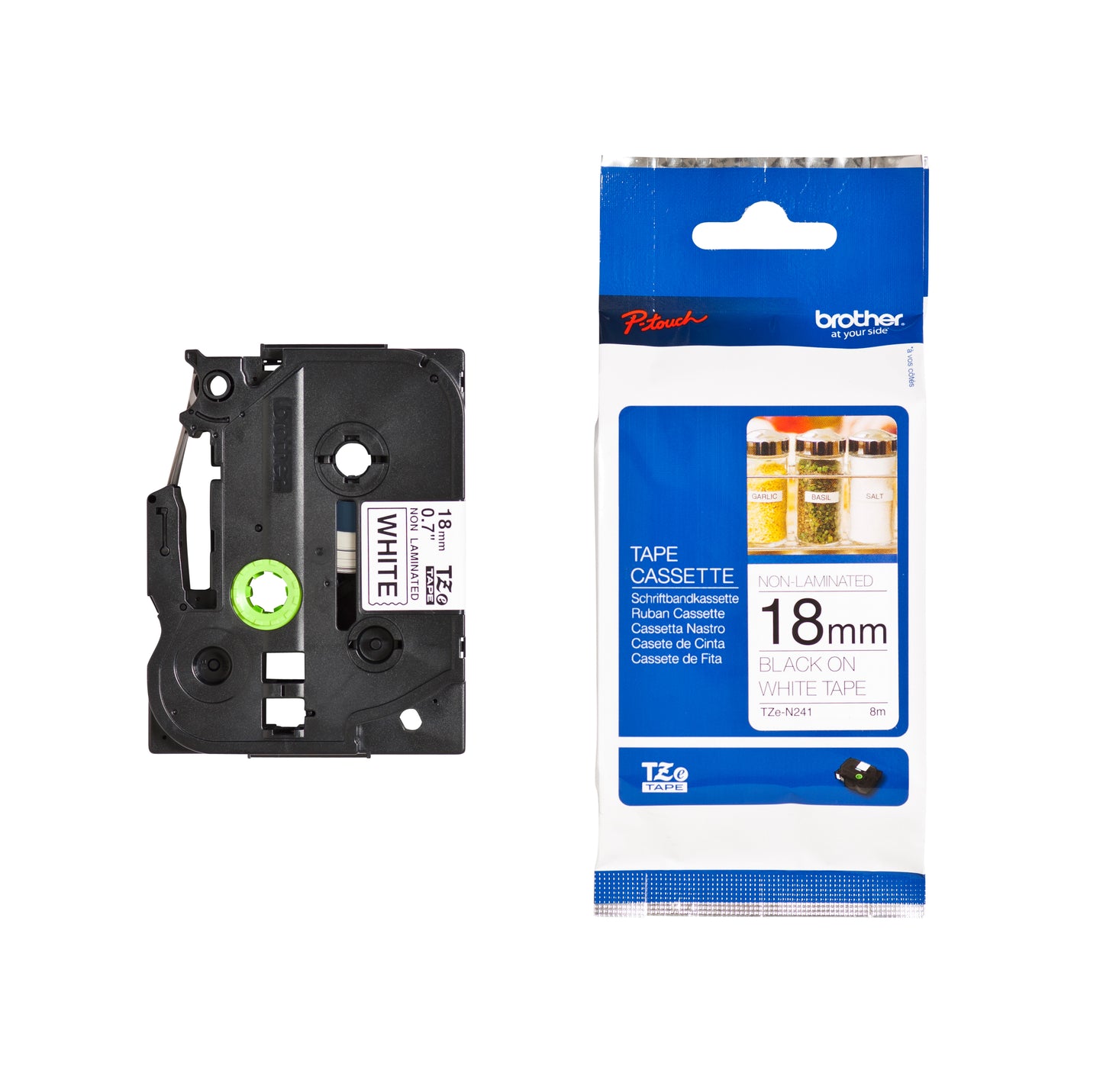 Brother TZE-N241 Niet-gelamineerde Labeltape 18mmx8m Wit/Zwart - 3
